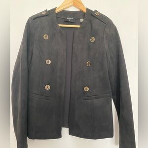 Tahari faux suede Black Double-Breasted Women's Jacket NWT